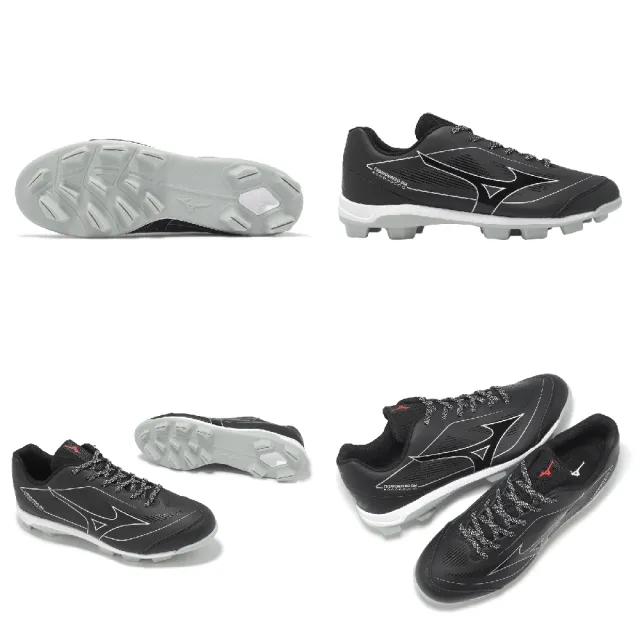 【MIZUNO 美津濃】棒壘球鞋 Cushionrevo DIA 寬楦 男鞋 黑 白 支撐 美津濃 11GP2560-09