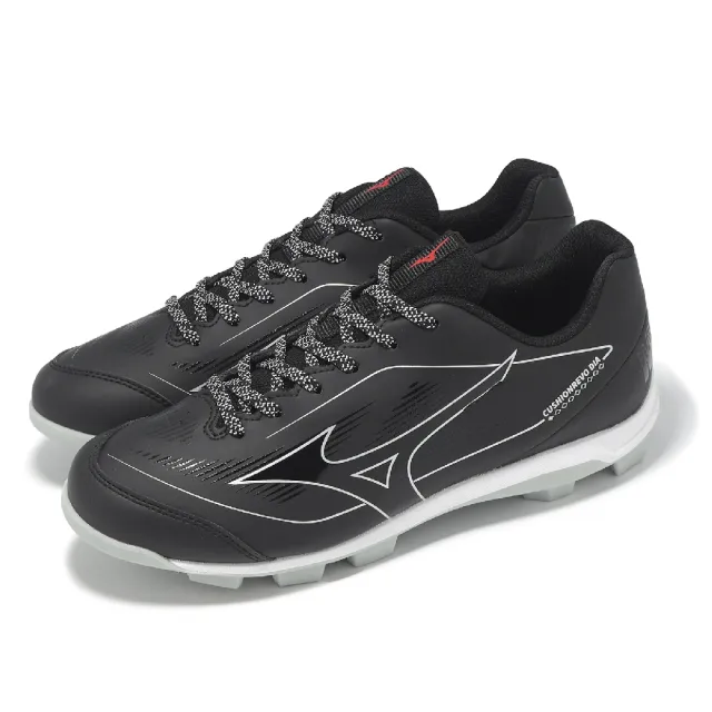 【MIZUNO 美津濃】棒壘球鞋 Cushionrevo DIA 寬楦 男鞋 黑 白 支撐 美津濃 11GP2560-09