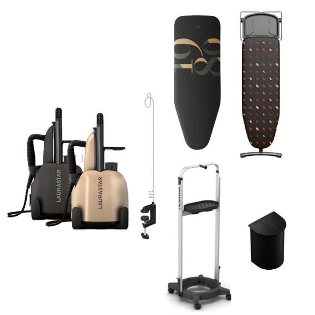【LAURASTAR】/攻頂大全配/LIFT XTRA高壓蒸汽熨斗送專用掛燙架+濾心單入+蒸汽支架+燙板+燙板套(霧黑)