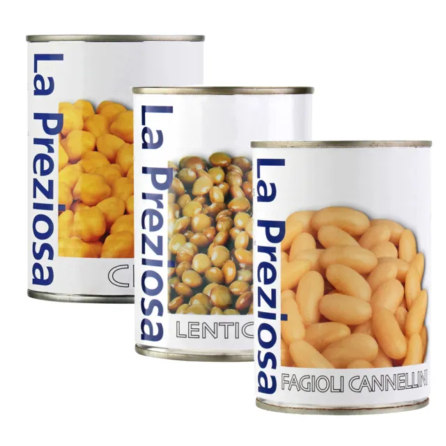 【咖樂迪咖啡農場】La Preziosa 鷹嘴豆/小扁豆罐頭/義大利白腰豆罐頭 任選(400g*2罐)