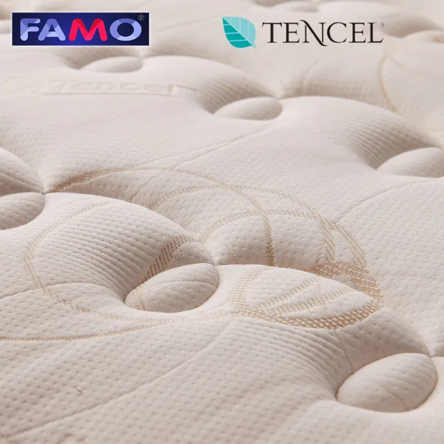【FAMO 法摩】雙人天絲蘆薈蠶絲2cm乳膠3D透氣硬式獨立筒床墊5x6.2尺x27cm