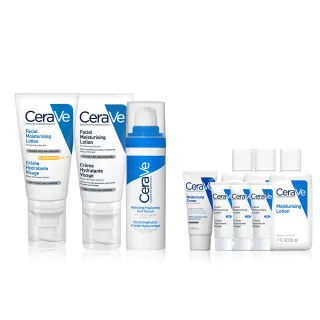 【CeraVe適樂膚】全新上市極簡養膚全配組★全效清爽修護防曬乳+全效超級修護乳+全效水光B5玻尿酸修護精華