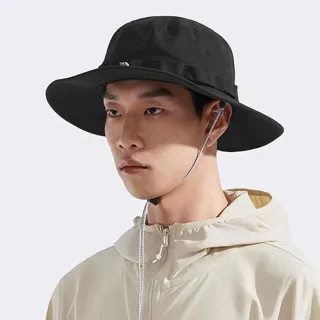 【The North Face 官方旗艦】北面男女款黑色UPF防曬可調節漁夫帽｜5FXF4H0(抗UV)