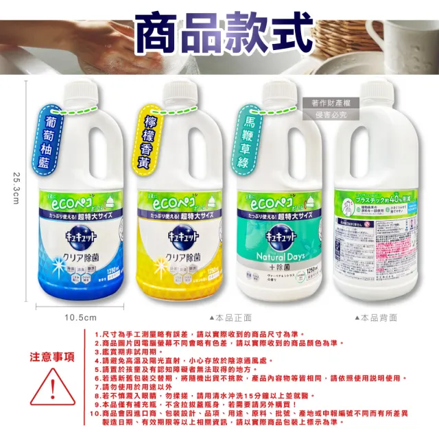 【日本KAO花王】家電洗碗機耗材珂珂透CUCUTE去重油汙除漬濃縮洗碗精補充瓶1250ml/大超值瓶(洗碗清潔劑)