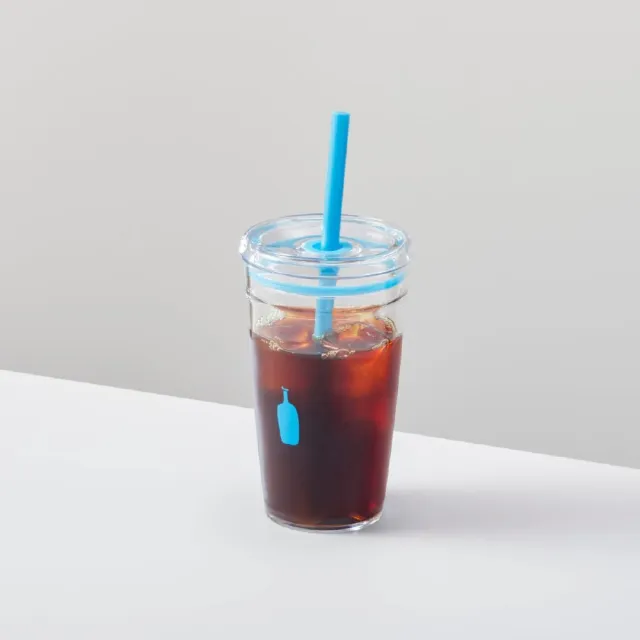 【Blue Bottle Coffee】日本藍瓶咖啡 透明冷水杯16oz 附吸管(咖啡杯/冷飲杯/藍瓶咖啡杯)