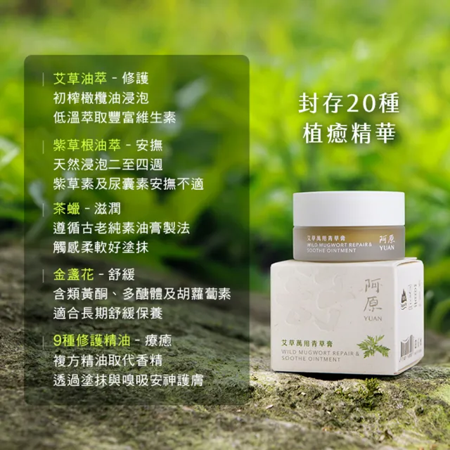 【阿原】艾草修護霜50gx1+艾草萬用青草膏10mLx1 (小姐不熙娣 節目推薦)