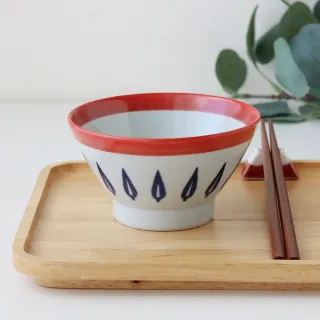 【Just Home】日本製波佐見燒4.5吋陶瓷飯碗-紅線葉紋(200mL 碗 碗盤 湯碗 飯碗)