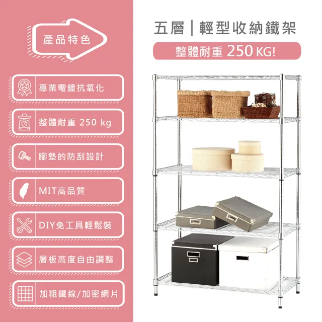 【KIWISH 奇意生活館】鐵架MIT防鏽耐用五層架120x46x180cm-雙色(鐵架/收納架/層架/置物架/電器架/鐵力士架)