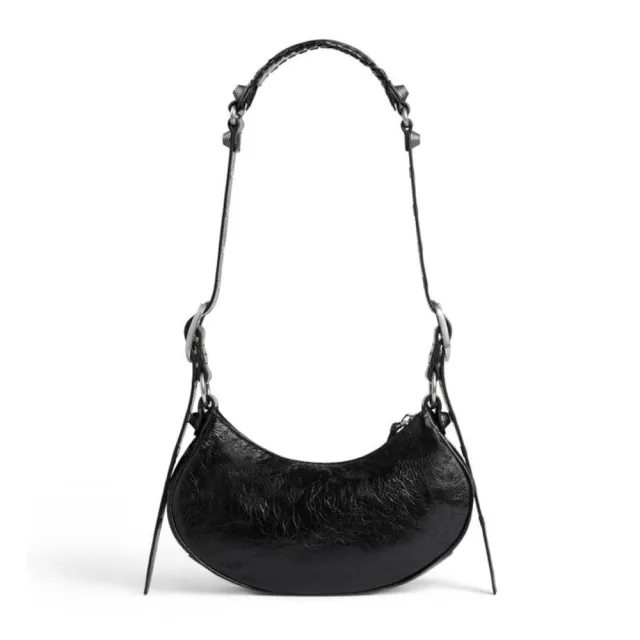 【Balenciaga 巴黎世家】Le Cagole XS 羊皮 機車包 半月包 斜背包 肩背包 黑色 671309『entrupy安心購』