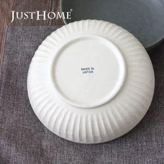 【Just Home】日本製霜釉條紋陶瓷8吋湯盤-霜白(可微波 900ml 盤 湯盤 深盤 碗盤 魚盤)