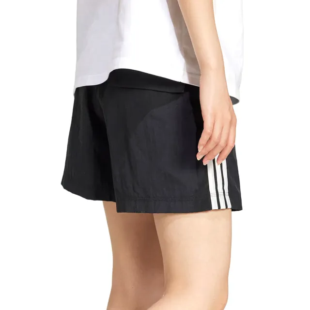 【adidas 愛迪達】W 3S WV Shorts 女款 黑色 三葉草 愛迪達 寬鬆 高腰 運動 短褲 JE1309