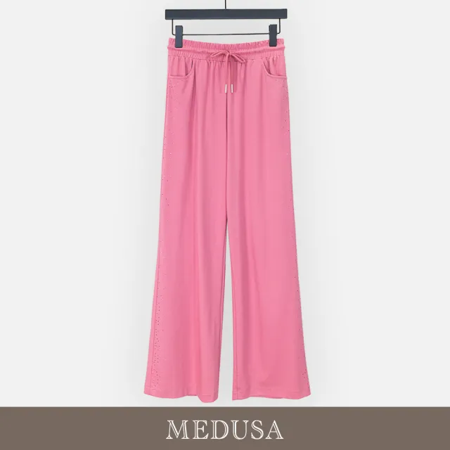 【MEDUSA 曼度莎】現貨-粉紅運動風直筒休閒褲（M-XL）｜女運動褲 女休閒長褲 女直筒褲(605-5470B)