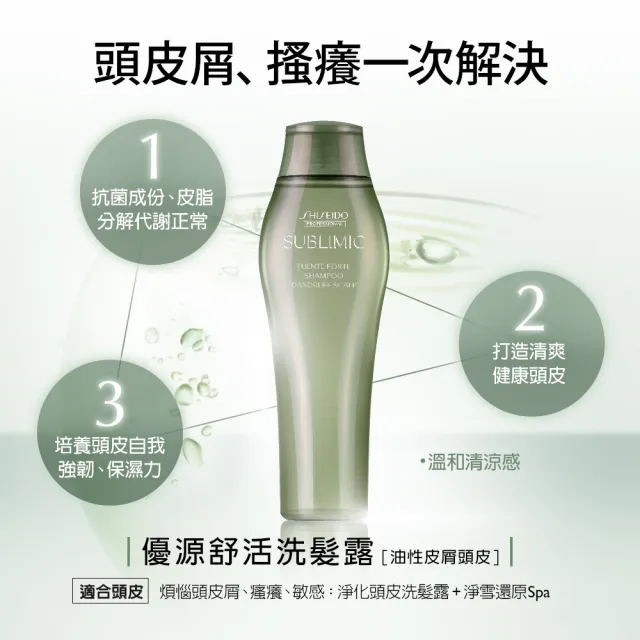 【資生堂專業美髮】優源舒活頭皮洗護保濕精華組(洗髮露250ml+修護乳+保濕精華)