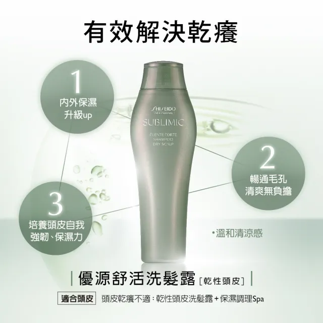 【資生堂專業美髮】優源舒活頭皮洗護保濕精華組(洗髮露250ml+修護乳+保濕精華)