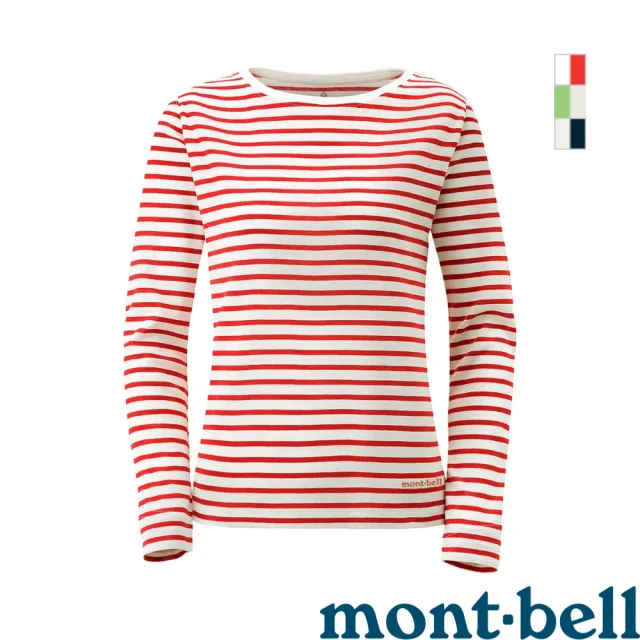 【mont bell】Wic Striped LS 女款長袖排T 牙白/藍 葉綠/牙白 白/紅(1114544)