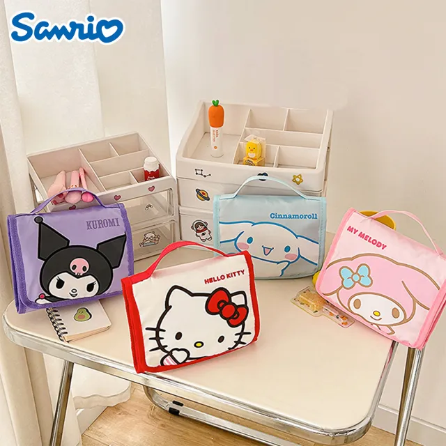 【SANRIO 三麗鷗】三麗鷗明星便攜提手化妝包盥洗包 旅行收納包(酷洛米/大耳狗/美樂蒂/凱蒂