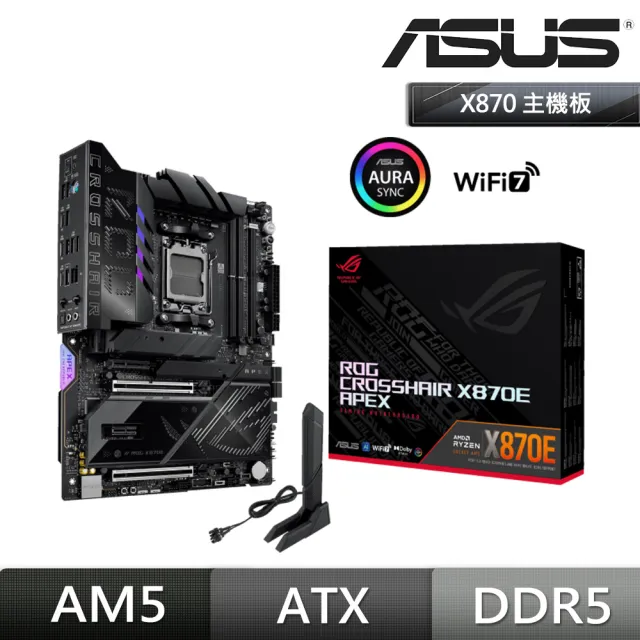 【ASUS 華碩】ROG CROSSHAIR X870E APEX 主機板+華碩 ROG Rapture GT-BE25000 電競路由器