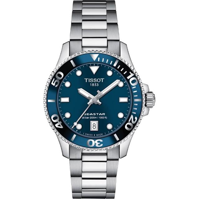 【TISSOT 天梭】Seastar 1000 海洋之星300米潛水女錶 開學禮 送禮 推薦(T1202101104100)