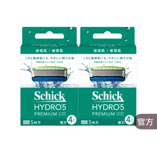 【Schick 舒適牌】水次元5 Premium 刮鬍刀片 痘痘肌敏感肌用(刀片4入x2組 共8入)