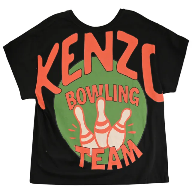 【KENZO】品牌前後燙印保齡球LOGO純棉質短T恤短T恤(黑)