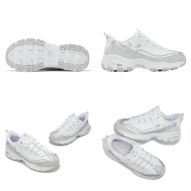 【SKECHERS】休閒鞋 D Lites-Smooth Slip-Ins 女鞋 白 銀 緩衝 拼接 老爹鞋(150537-WSL)