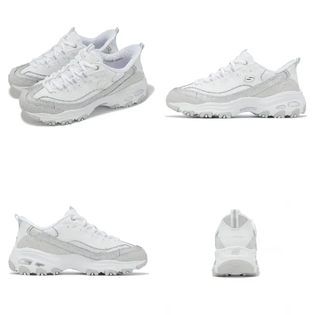 【SKECHERS】休閒鞋 D Lites-Smooth Slip-Ins 女鞋 白 銀 緩衝 拼接 老爹鞋(150537-WSL)