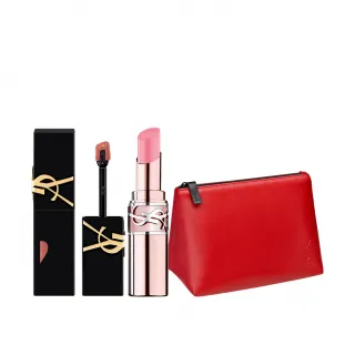 【YSL】官方直營 奢華印記誘光潤唇2入組(奢華印記鎖吻霧唇釉+情挑誘光潤唇膏)