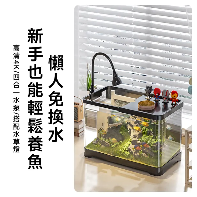 【Secaii設彩品牌店】魚缸 生態魚缸 桌面小型魚缸 懶人魚缸 壓克力魚缸(升級套餐 30.6*19.6*18.4)