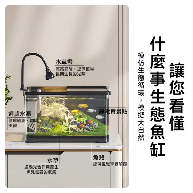 【Secaii設彩品牌店】魚缸 生態魚缸 桌面小型魚缸 懶人魚缸 壓克力魚缸(升級套餐 30.6*19.6*18.4)