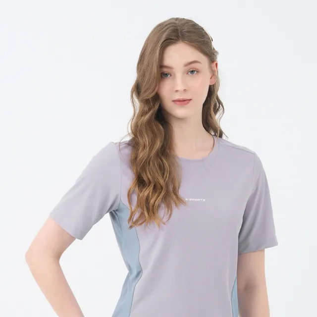 【GIORDANO 佐丹奴】女裝高彈力涼感拼接短袖上衣(78 夢幻紫)