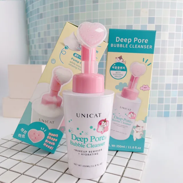 【UNICAT 變臉貓】淨化毛孔洗顏卸妝泡泡慕斯 350ml/盒(附柔膚潔面刷 洗臉慕斯)