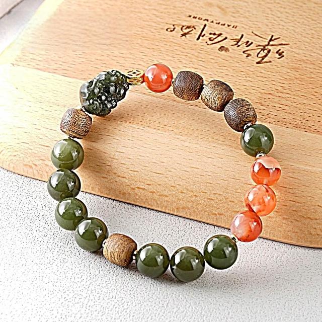 【赫本珠寶】($1899)設計款-泰國沉香和田玉貔貅手鍊(10mm)