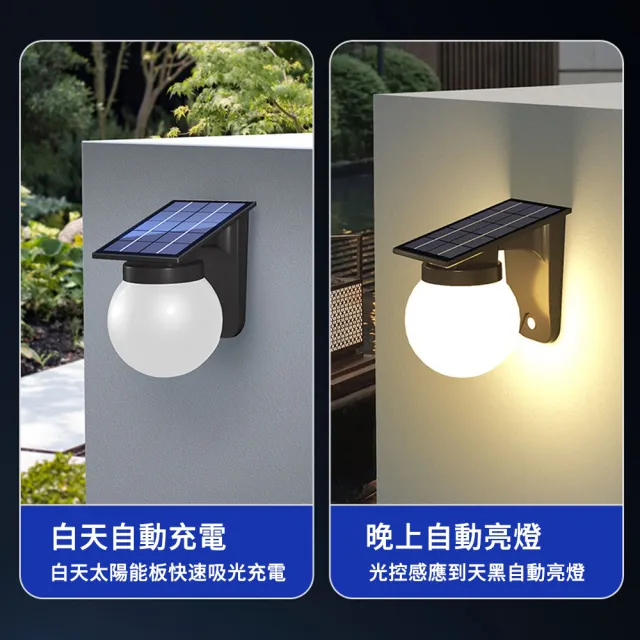 【LUYOO】太陽能壁燈 戶外防水感應燈(免接線/免電費/庭院燈/大門陽台走廊壁燈/四段模式/2400mAh)