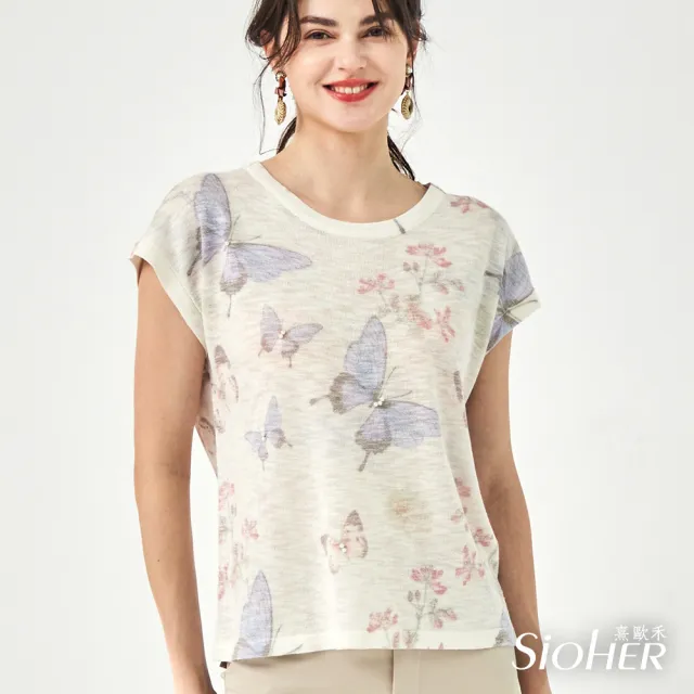 【SiOHER 熹歐禾】現貨 霧光花影冰沁上衣三件組(女裝/女上衣/圓領/T恤)