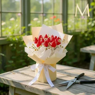 【MyDearStrawberries】法式小雛菊草莓花束(水果花束/情人節/告白/生日禮物/超人氣花束/草莓)