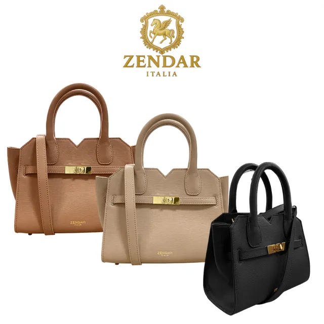【ZENDAR】直播限定 限量1折 頂級小牛皮十字紋手提包肩背包 娜塔莉系列 全新專櫃展示品(3色選 25號)