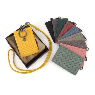 【LouiseC.】真皮包包  Tree House 進口真綿羊皮手工編織工作證件套卡夾-10色-附頸掛編織吊繩(CC3060)