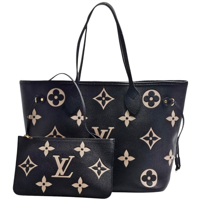 LV LOUIS VUITTON路易威登 M58907 Neverfull MM 系列 Monogram Empreinte 壓花牛皮肩背包
