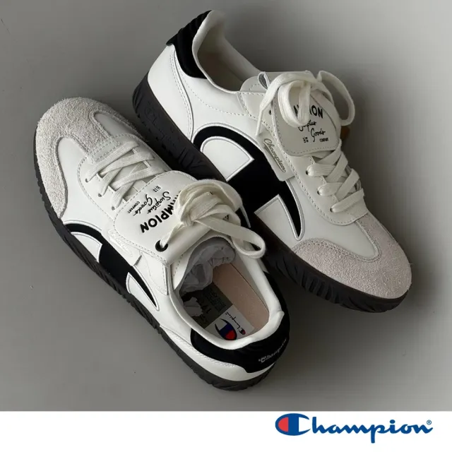 【Champion】官方直營 男性款-Champ T-trainer膠底復古休閒鞋-米黑色(U5AFCTM15U3)