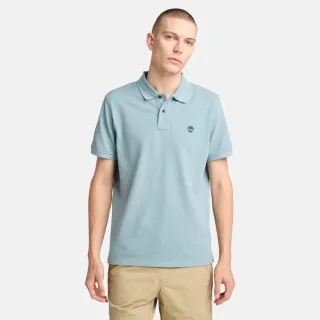 【Timberland 官方旗艦】男款藍綠色休閒短袖POLO衫(A6943758)