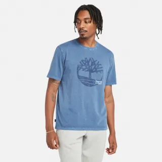 【Timberland 官方旗艦】男款靛藍色LOGO短袖T恤(A42RF288)