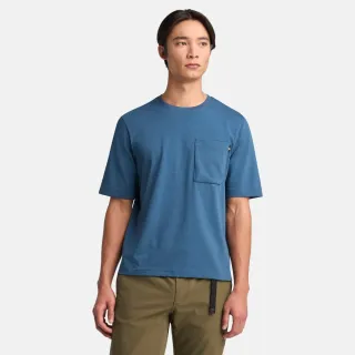 【Timberland官方旗艦】男款靛藍色防曬短袖T恤(A641C288)