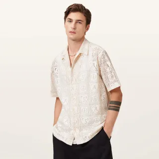 【ALLSAINTS】NETLEY 寬鬆刺繡短袖夏威夷襯衫-白 M028SD(舒適版型)