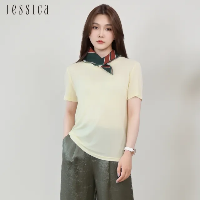 【JESSICA】經典舒適柔軟百搭圓領短袖T恤J53605(黃)
