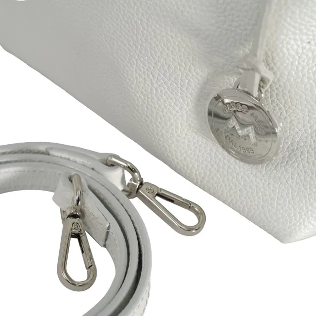 【Marco Masi Milano】義大利手工真皮 小牛皮義式優雅手提 / 側背兩用包(優雅白色)