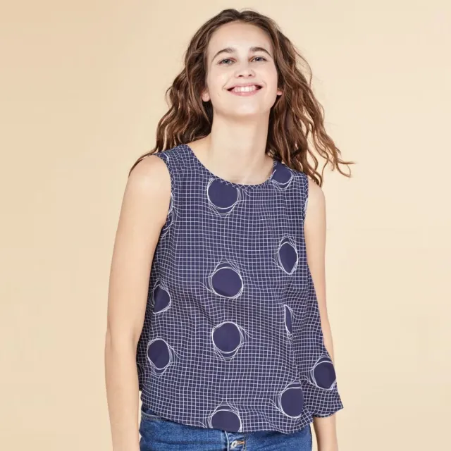 【ICHE 衣哲】Cop.Copine 法國原裝進口圓點紋理無袖棉麻上衣