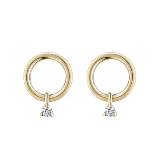 【ALUXE 亞立詩】10K金 鑽石耳環 閃耀之圓 垂墜式 EE0861