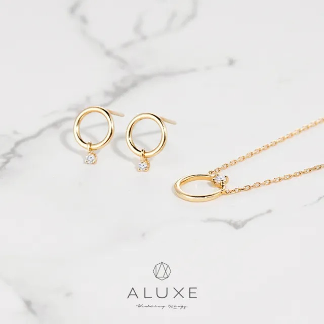 【ALUXE 亞立詩】10K金 鑽石耳環 閃耀之圓 垂墜式 EE0861