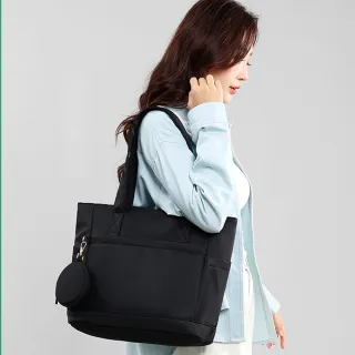 【BONum 博紐】女用尼龍布16吋氣囊托特單肩商務電腦包(時尚 女用 女仕 筆電包 上班)
