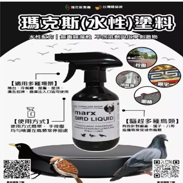 【台灣雞絲頭】瑪克斯水性塗料｜無毒驅趕鳥類 陽台 圍牆 屋頂驅鳥劑(防鳥｜驅鳥｜趕鳥｜驅鴿｜防鳥類)